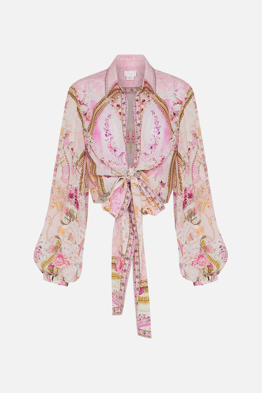 CAMILLA cropped wrap top in Fresco Fairytale print
