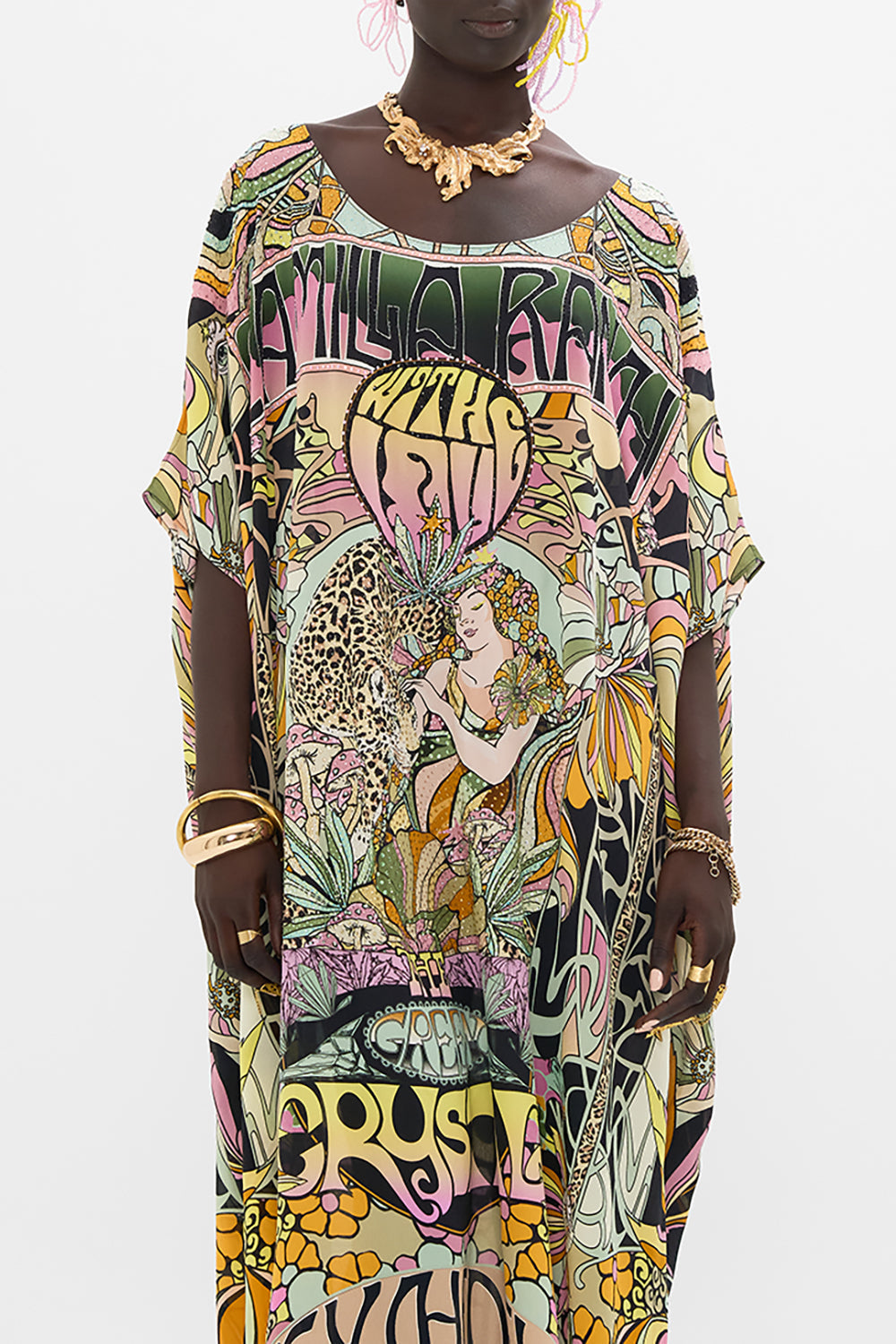 CAMILLA silk kaftan in Day Trippin print