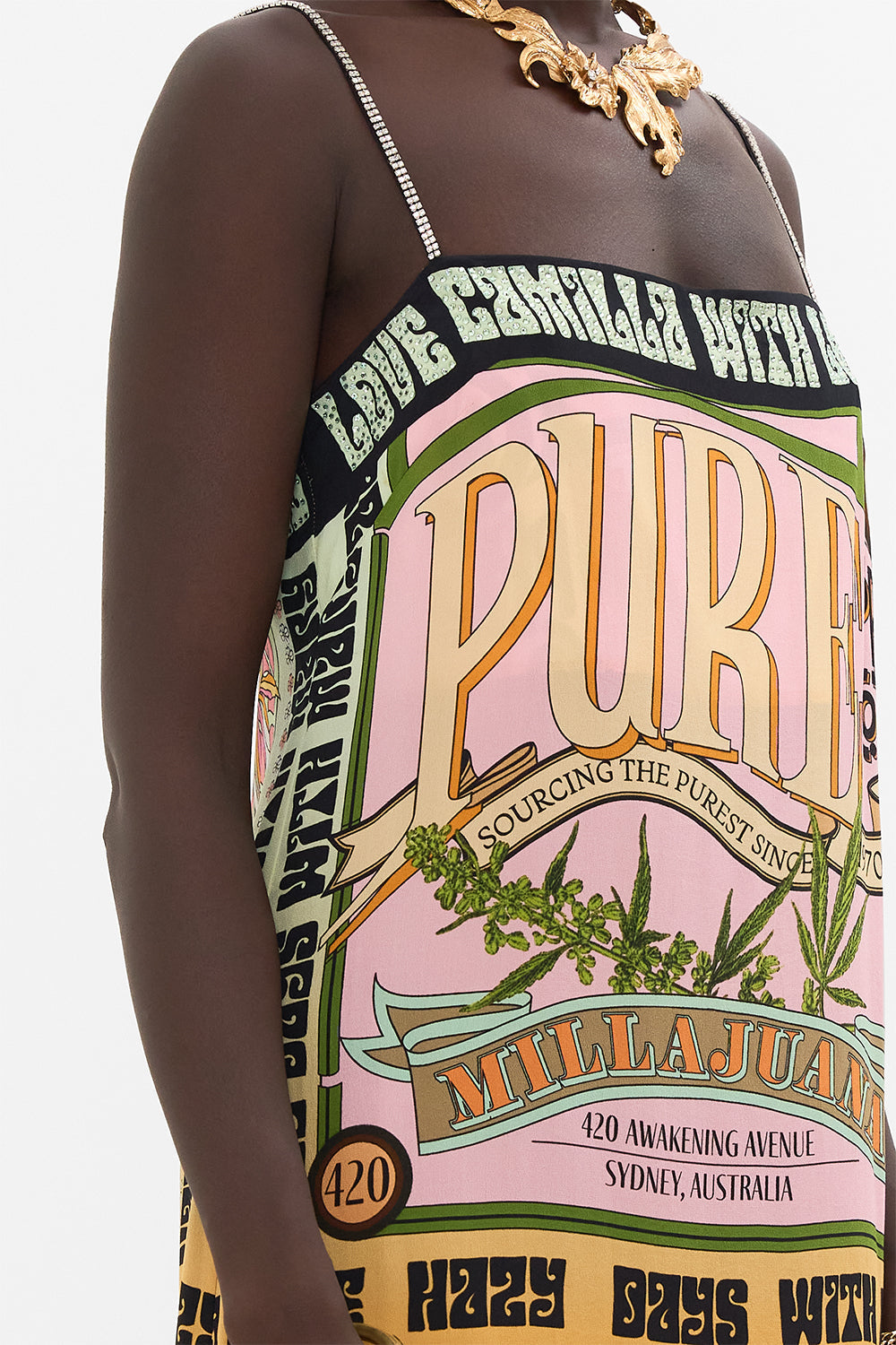 CAMILLA midi dress in Lets Chase Rainbows print