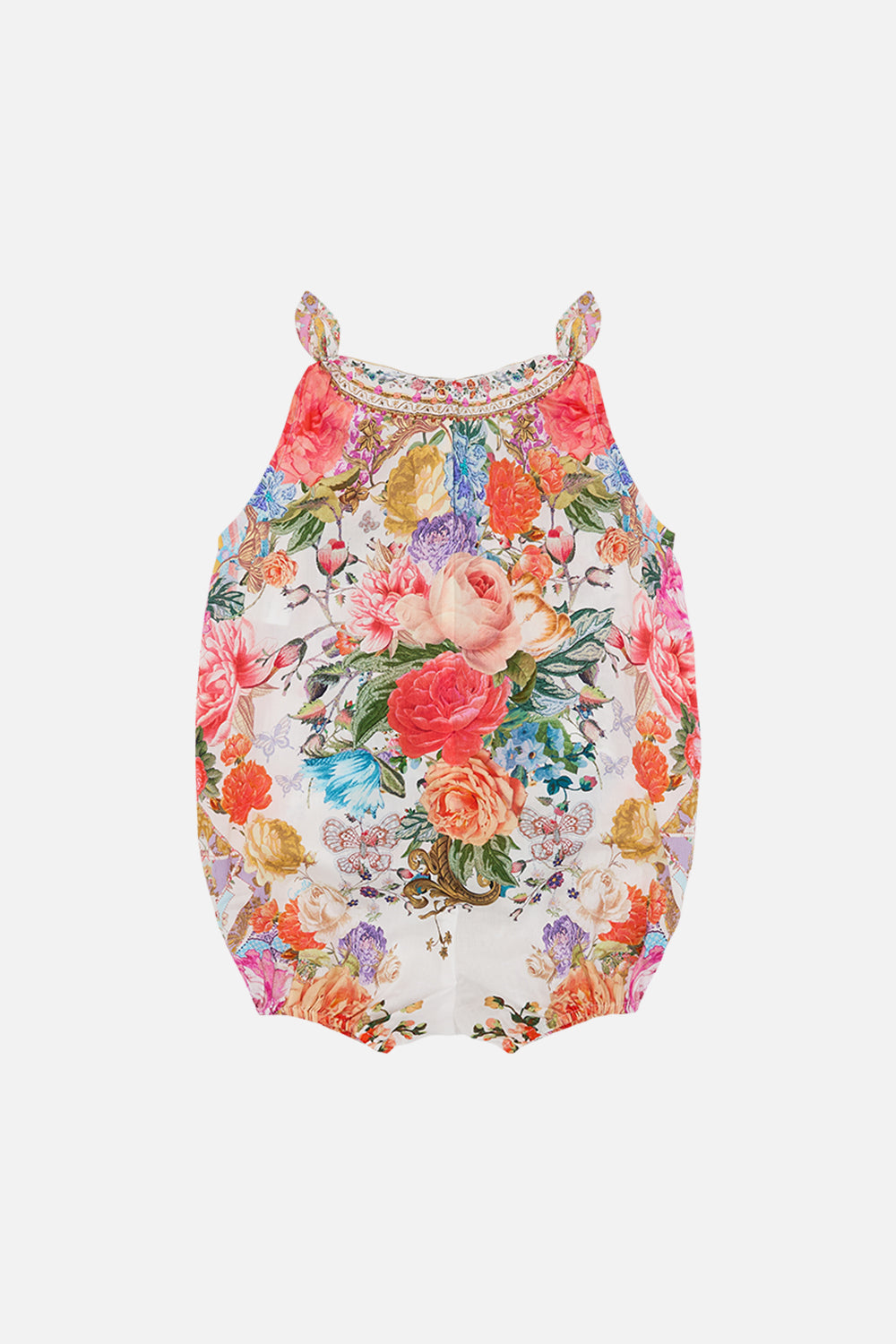 CAMILLA floral babies tie shoulder romper in Sew Yesterday