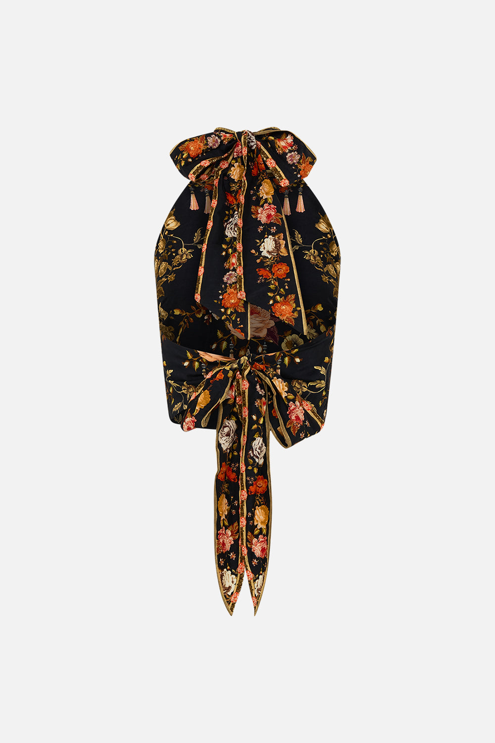 CAMILLA Floral Halter Tie Back Top in Stitched in Time