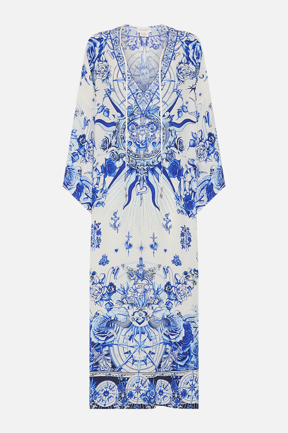 V NECK KAFTAN WITH TIES IMMORTAL INK