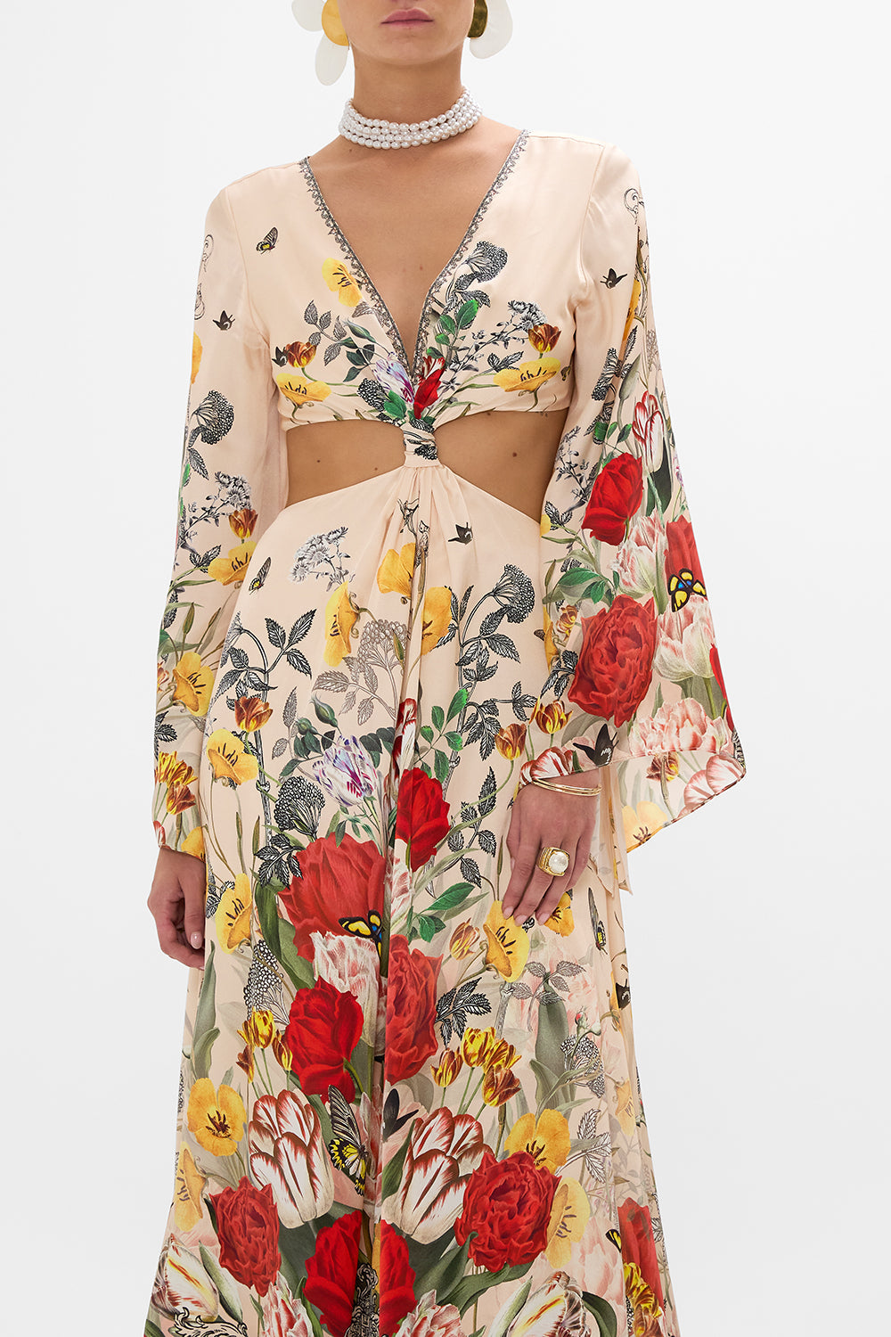 CAMILLA Multi Cut Out Dress with Knot Front in Etched into Eternity print