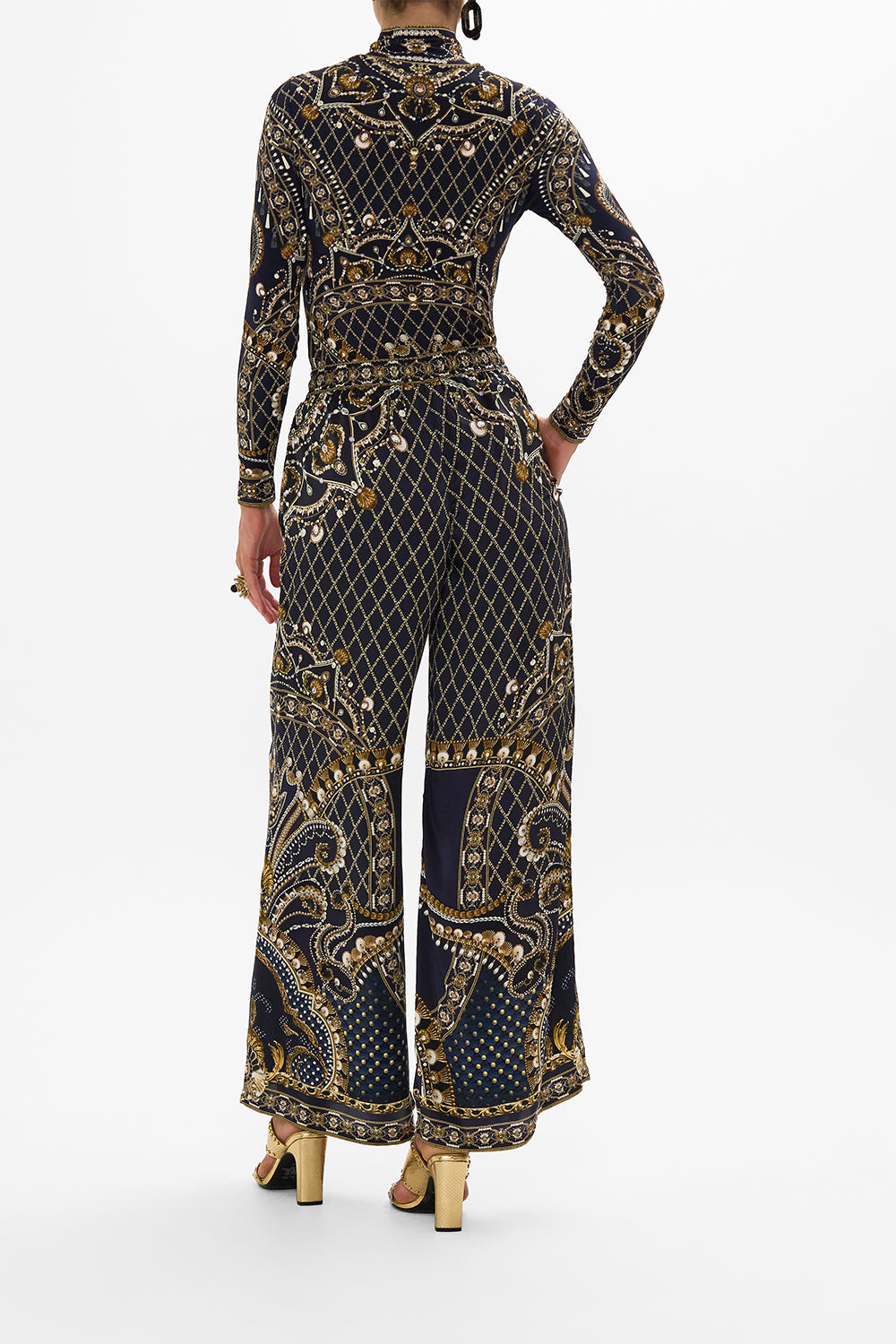 CAMILLA Gold Lounge Pant in Dance with the Duke print