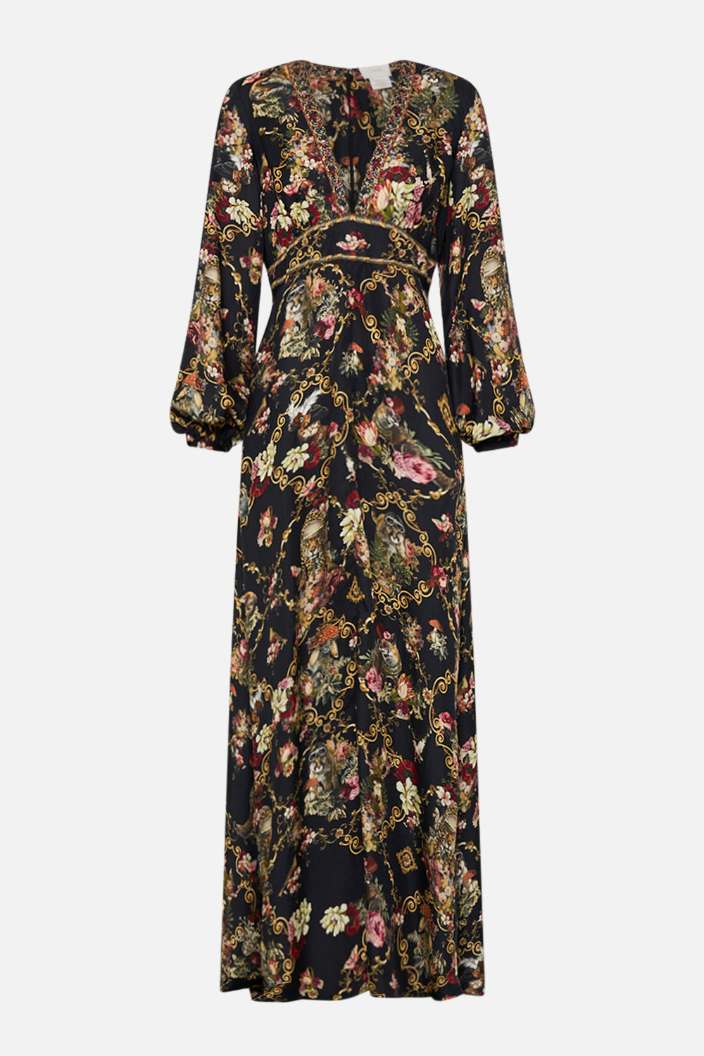CAMILLA Black Lantern Sleeve Dress in Told in the Tapestry print