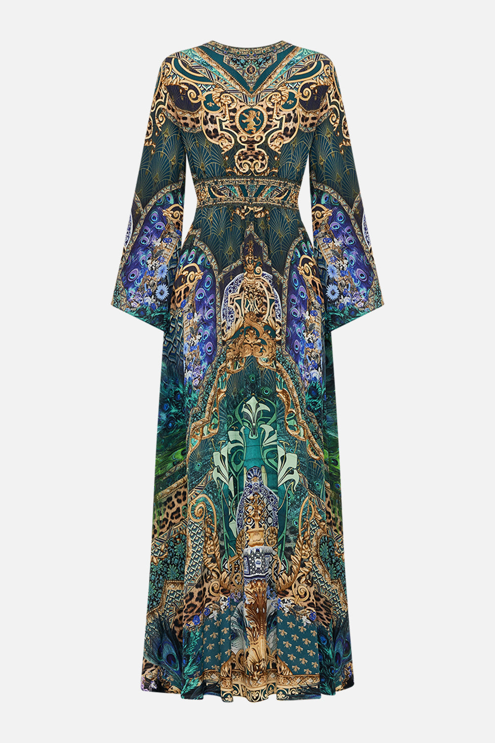 KIMONO SLEEVE DRESS WITH SHIRRING DETAIL FAN DANCE