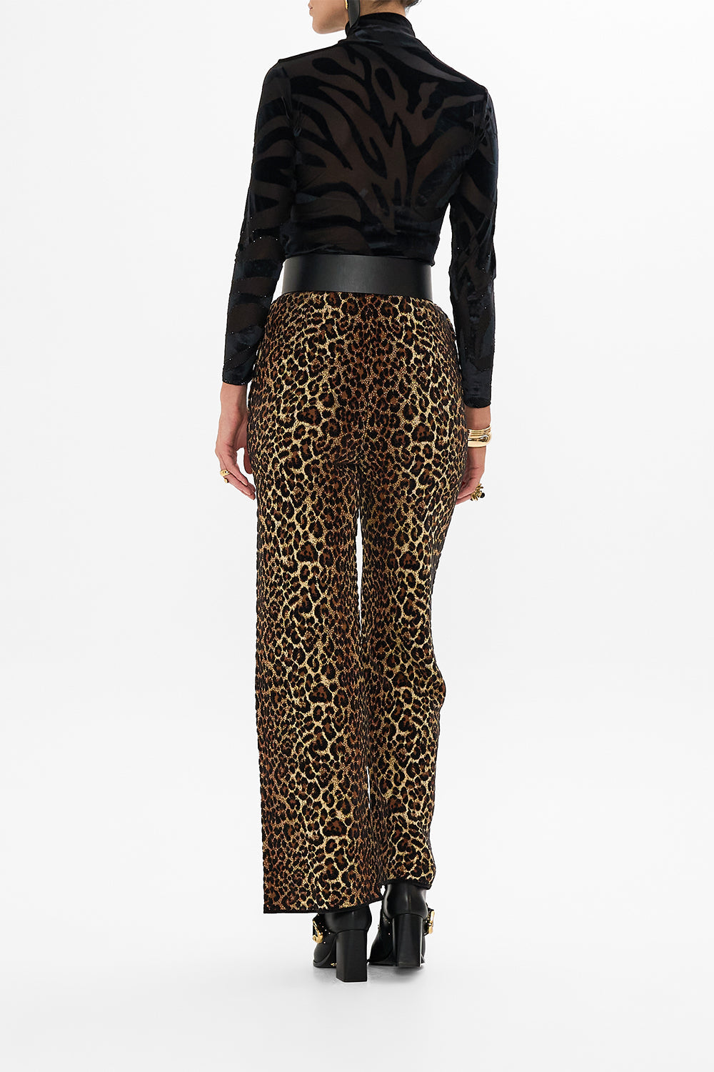 CAMILLA leopard stretch velvet animal turtleneck in Amsterglam print.