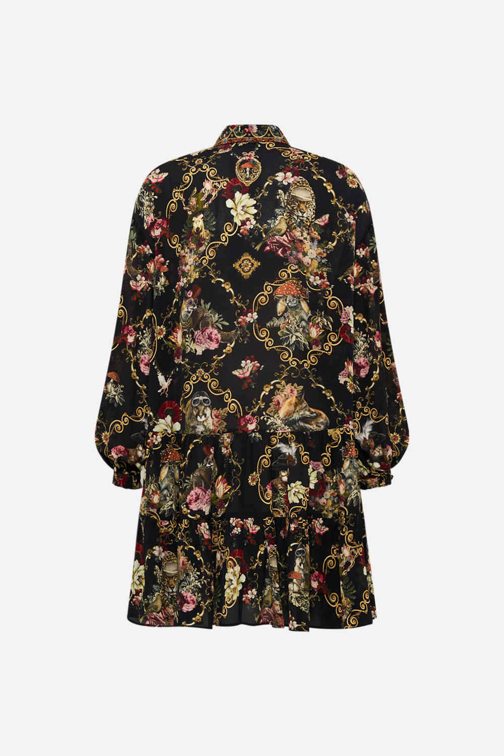 CAMILLA Black Tiered Shirt Dress in Told in the Tapestry