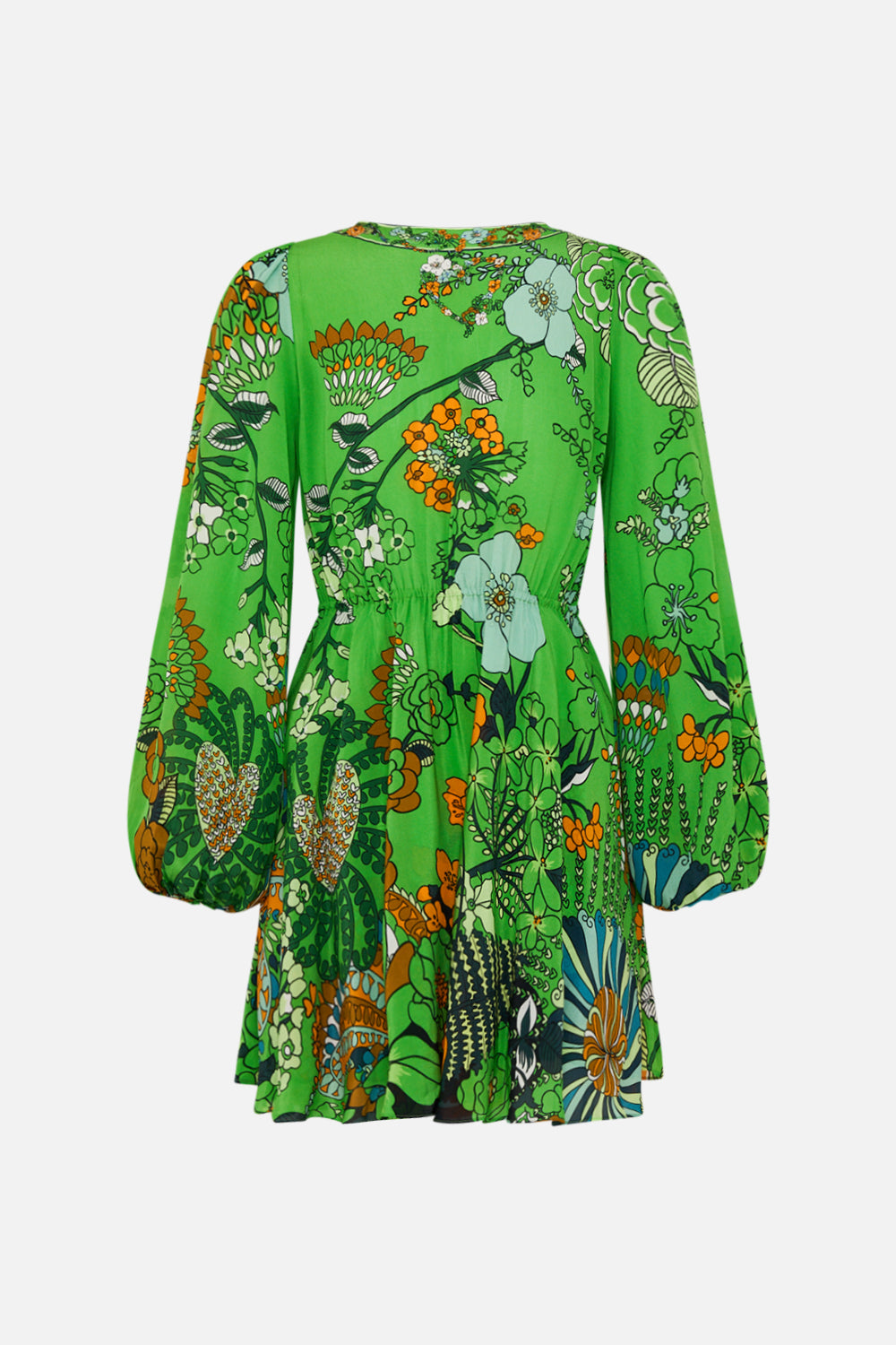 CAMILLA short wrap tie dress in Good Vibrations print.