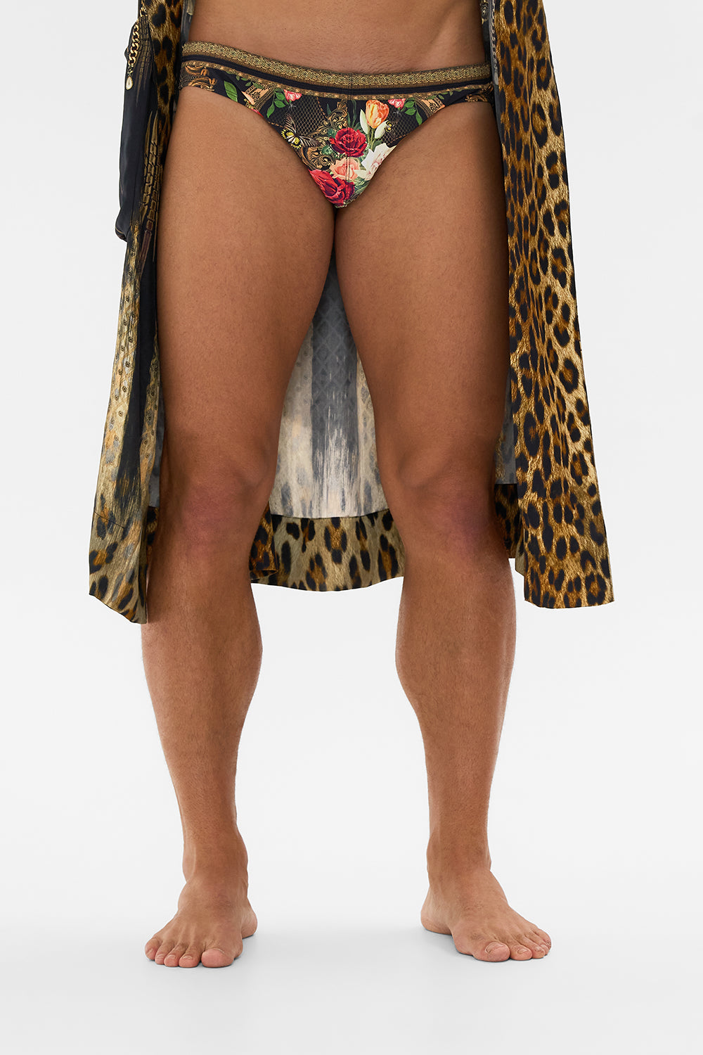 Hotel Franks by CAMILLA floral men's athletic swim brief in Magic in the Manuscripts