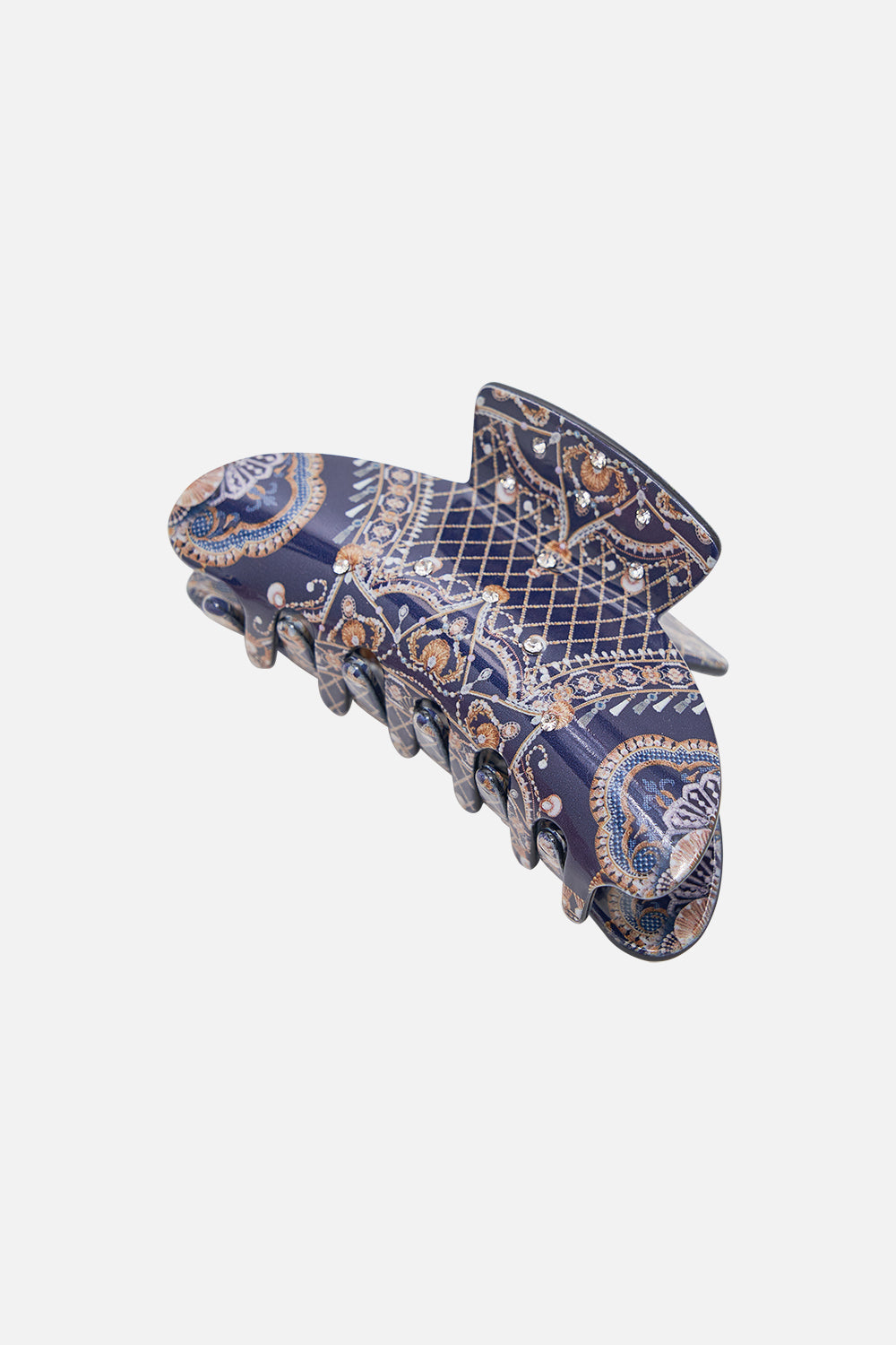 CAMILLA Black Coat with Vest Detail in Magic in the Manuscripts print