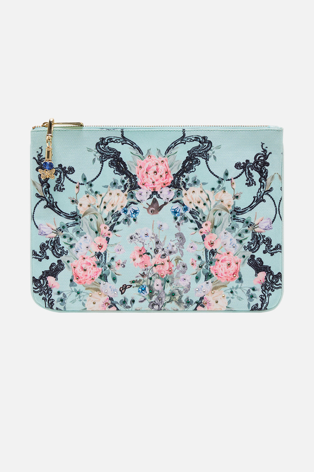 CAMILLA Floral Small Canvas Clutch in Petal Promise Land print