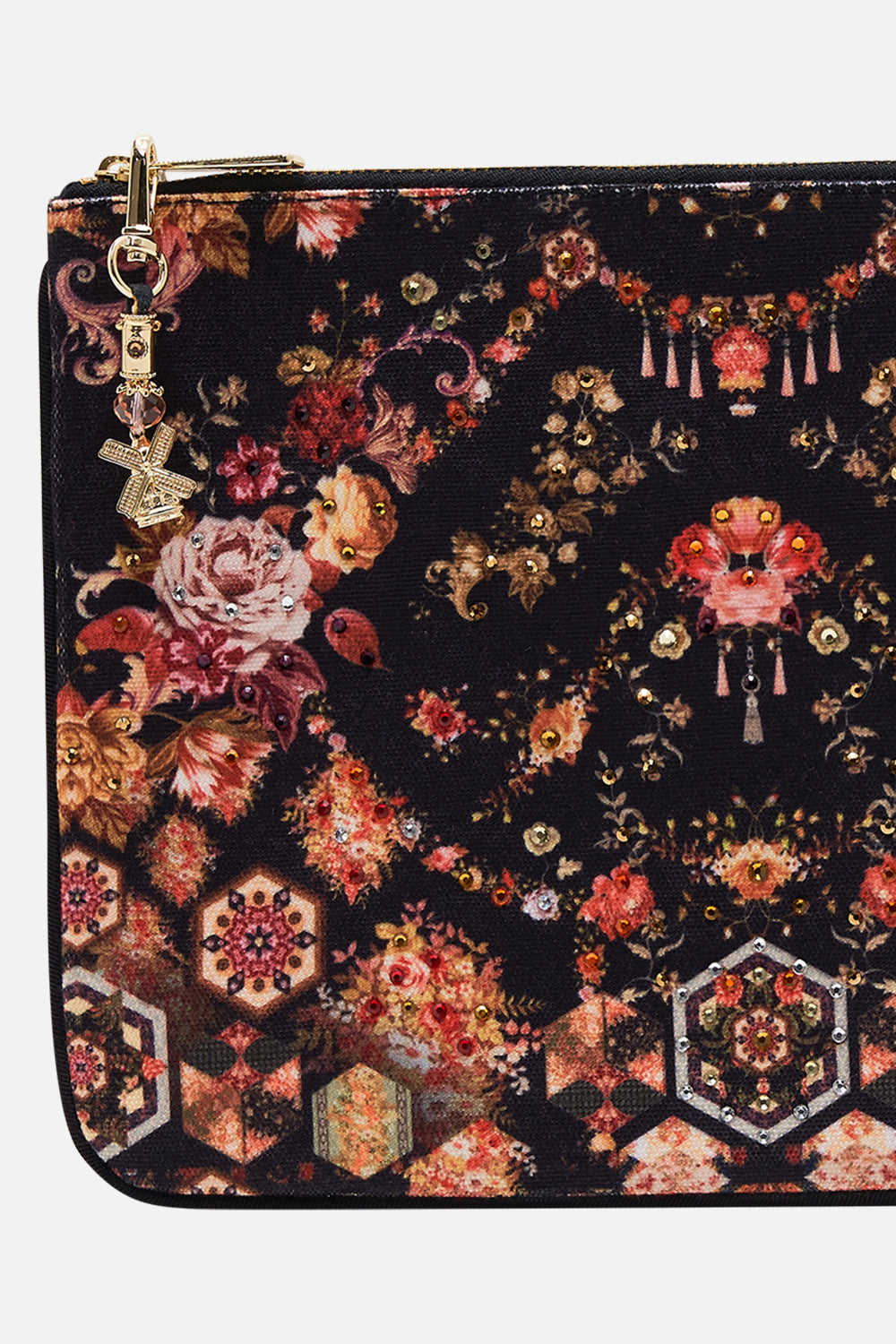 CAMILLA Floral Small Canvas Clutch in Stitched in Time