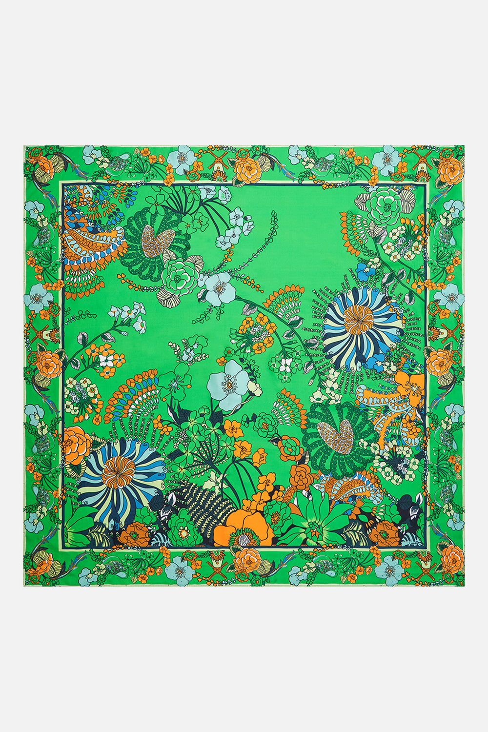 CAMILLA green large square scarf in Good Vibes Generation