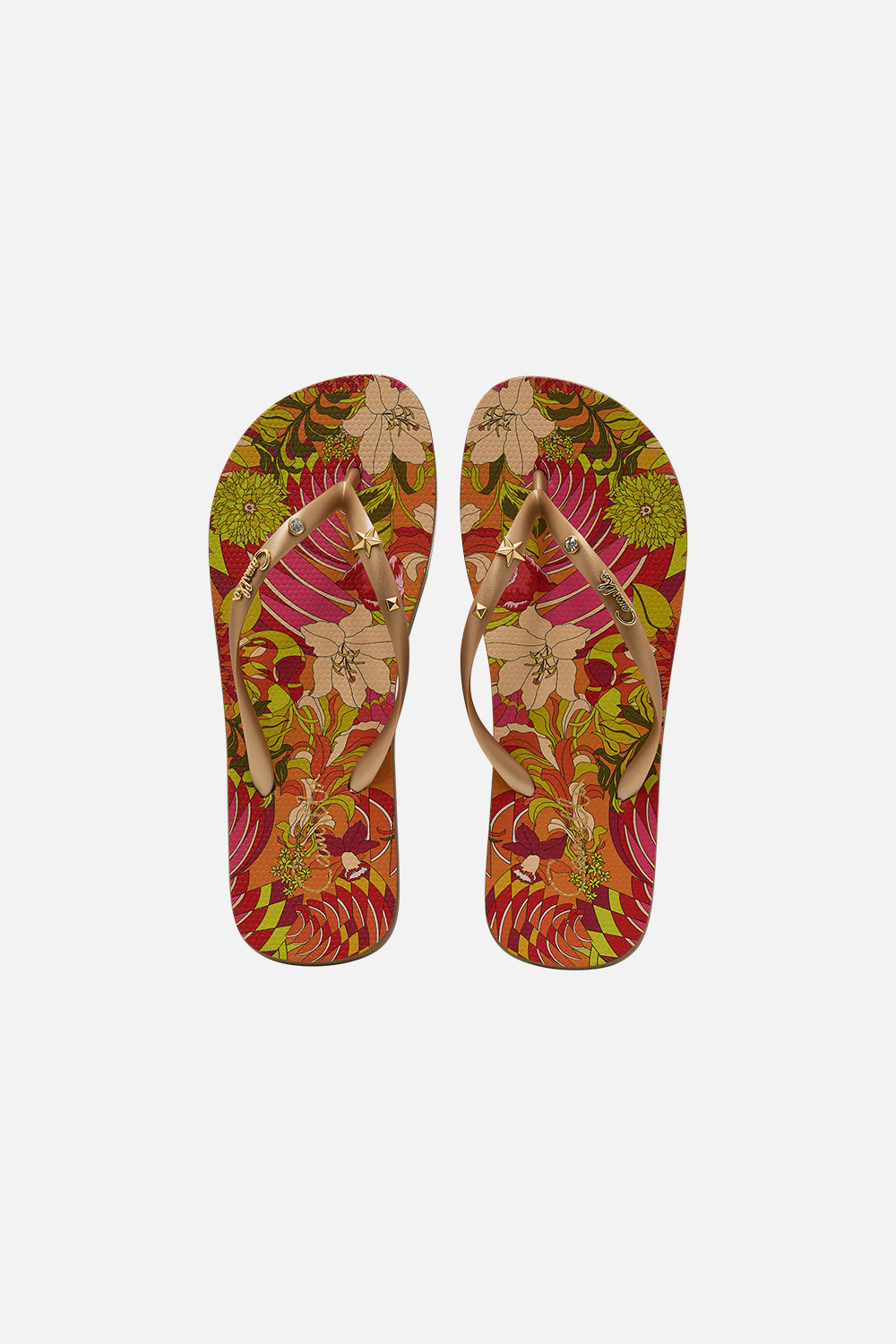 CAMILLA Floral Thongs in The Flower Child Society