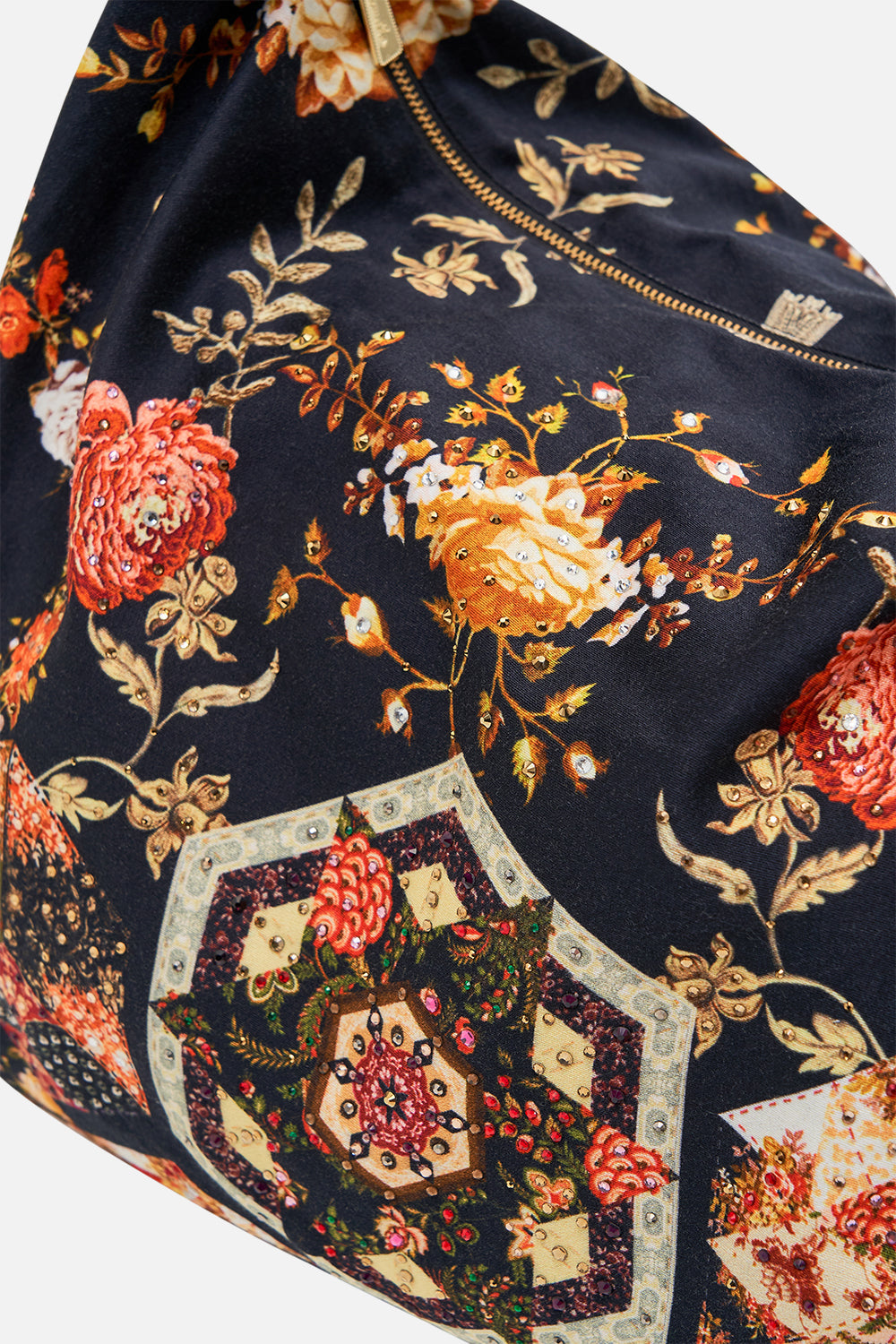 CAMILLA floral slouch shoulder bag in Stitched in Time