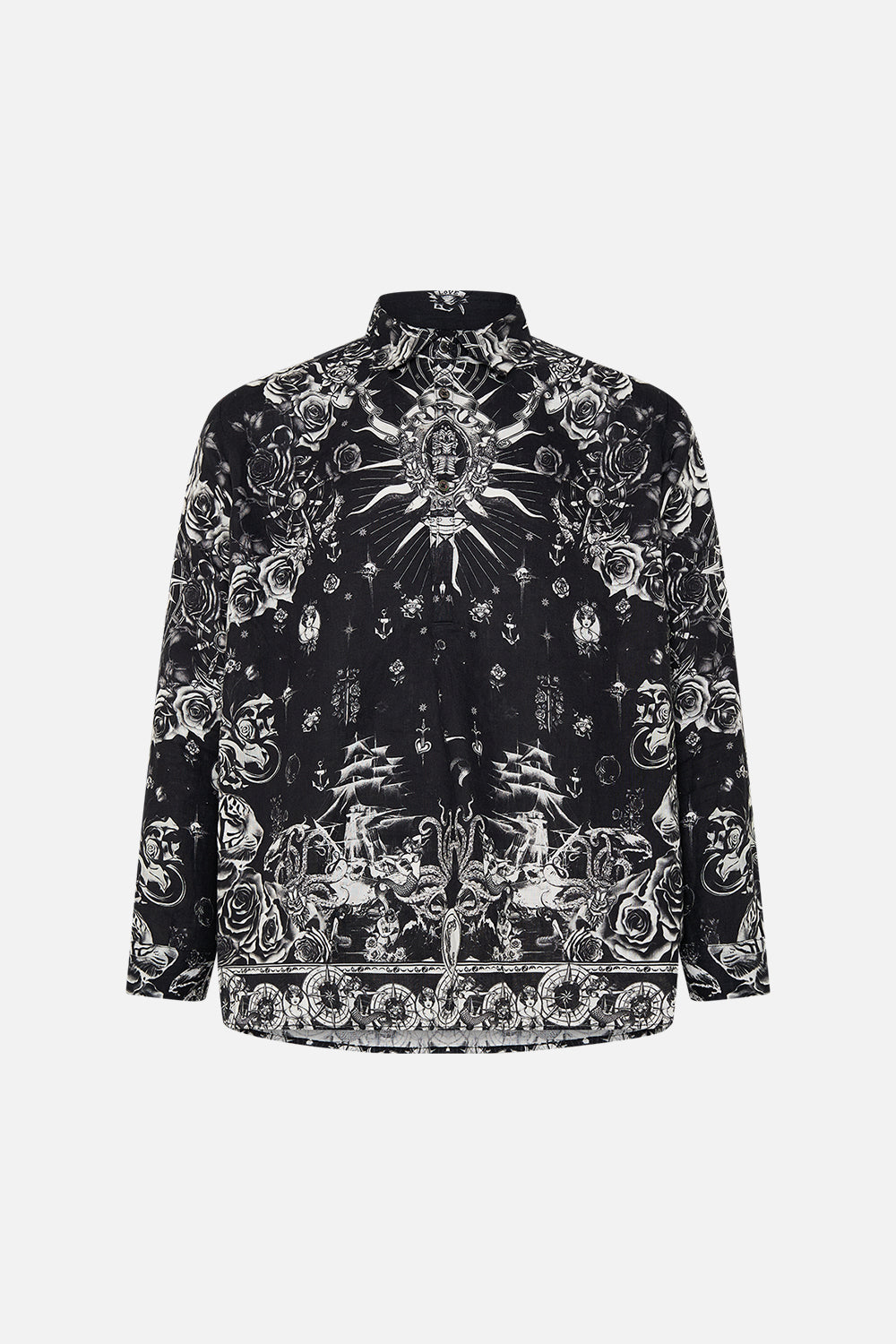 MENS HALF PLACKET TUNIC SHIRT TALES OF TATTOO