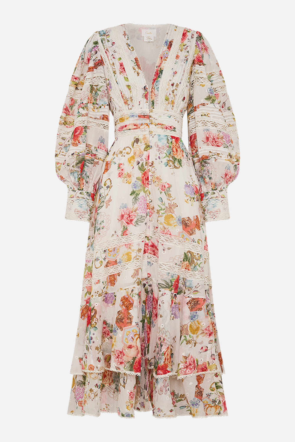 CAMILLA floral button front dress in Sew Yesterday print