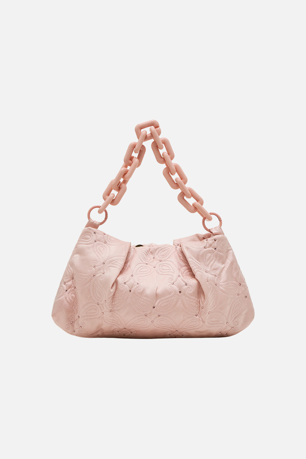 CAMILLA pink small clutch with chain