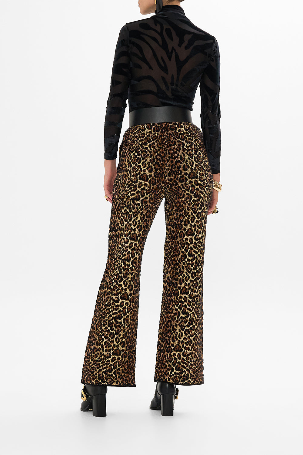 CAMILLA leopard jacquard straight leg knit pant in Amsterglam print.
