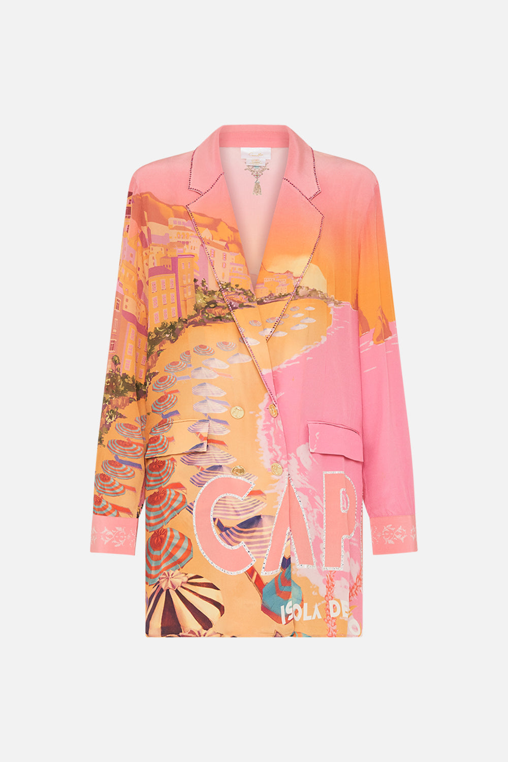 Product view of CAMILLA silk jacket in Capri Me print