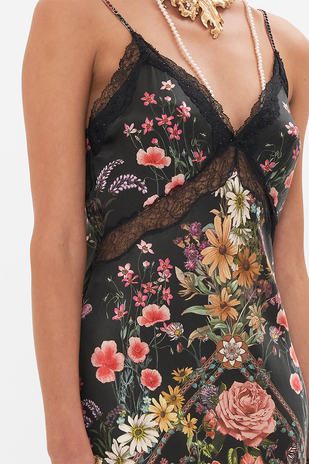 V NECK FULL LENGTH BIAS SLIP DRESS LETTERS FROM A VINEYARD