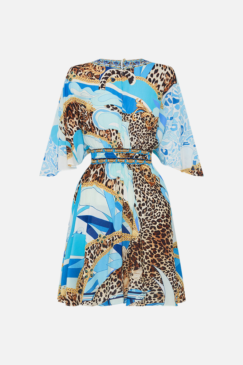 SHORT WAISTED DRESS SKY CHEETAH
