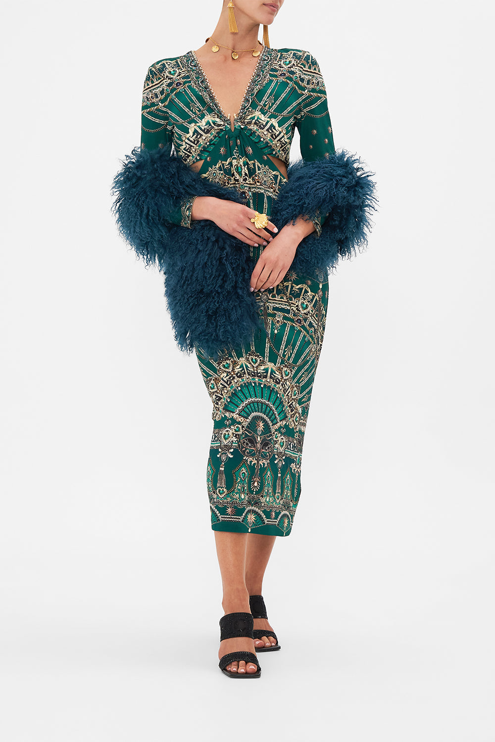 CAMILLA luxury mongolian stole in A Venice Veil