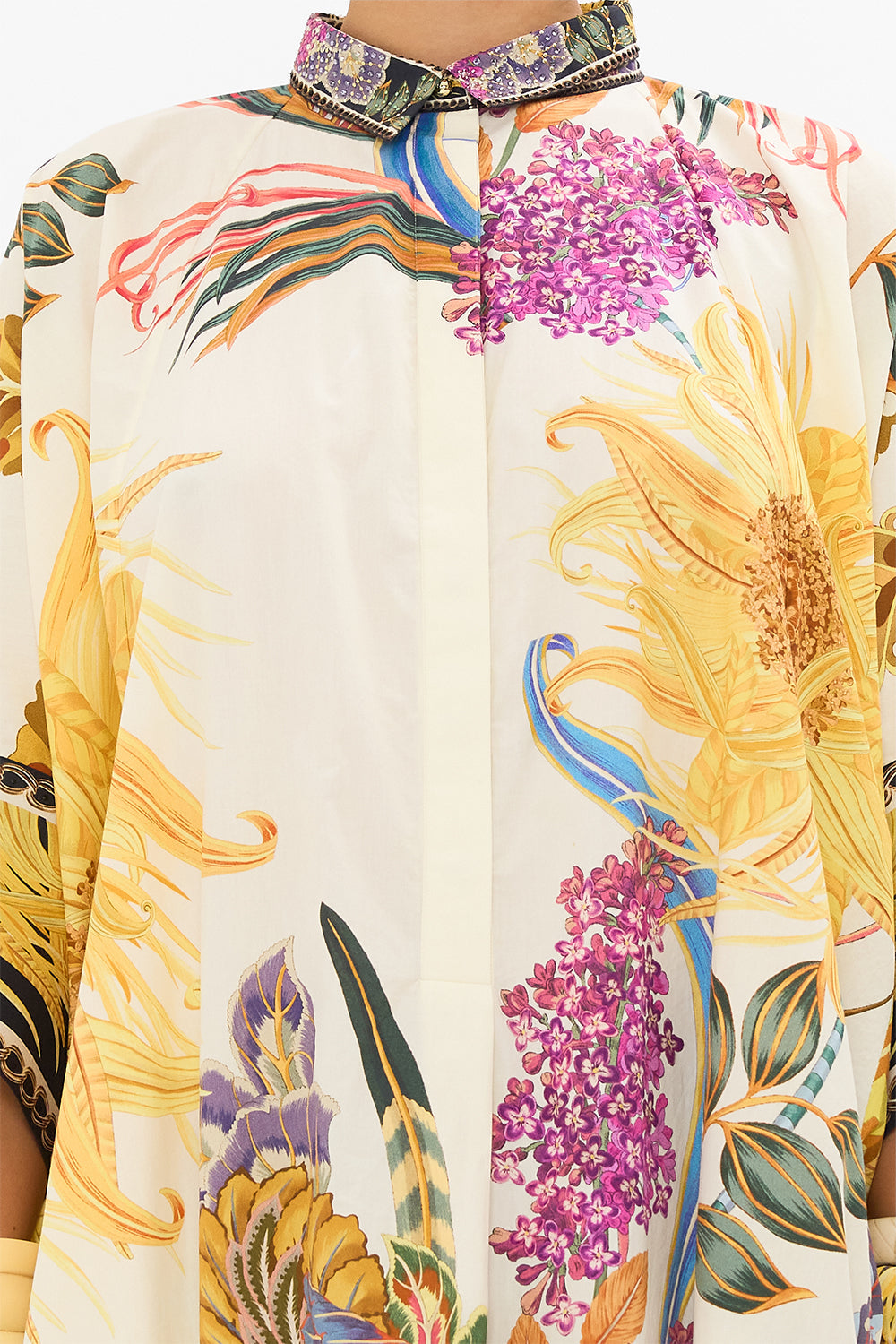 CAMILLA silk kaftan in Sunflowers On My Mind print