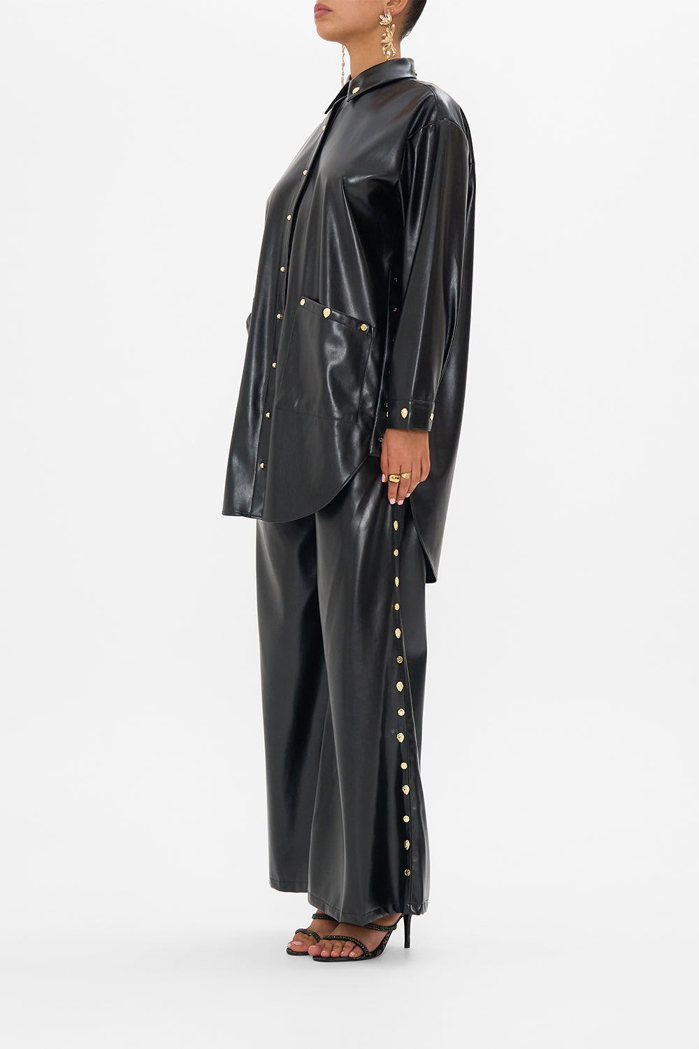 CAMILLA silk tunic in Nouveau Noir print