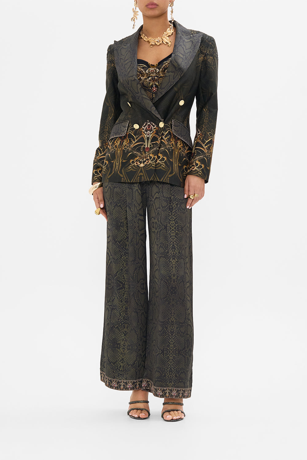 CAMILLA silk jacket in Nouveau Noir print