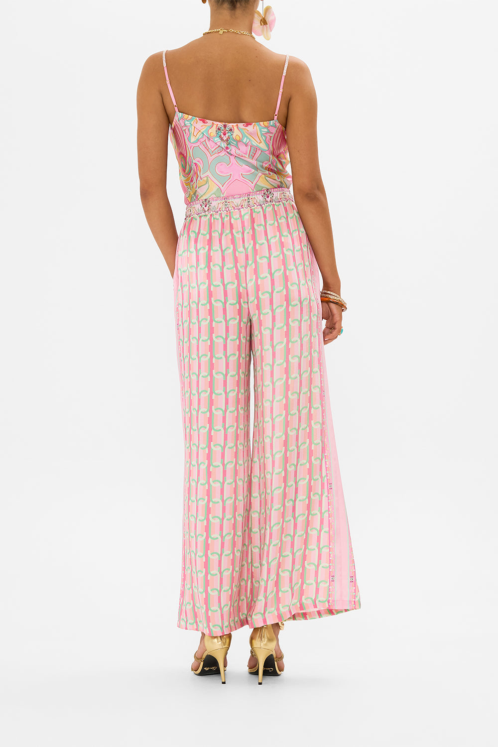 CAMILLA silk pants in Tea With Tuchinski print