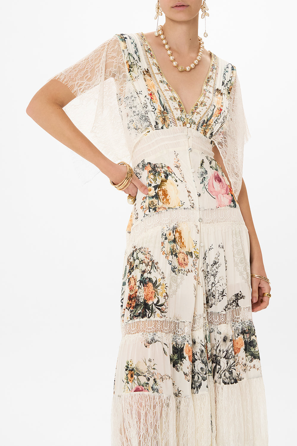 CAMILLA white button up dress in De Haar Memoirs print