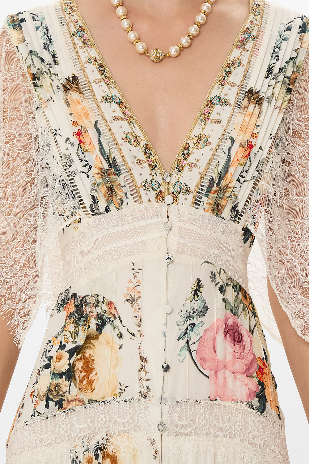 CAMILLA white button up dress in De Haar Memoirs print