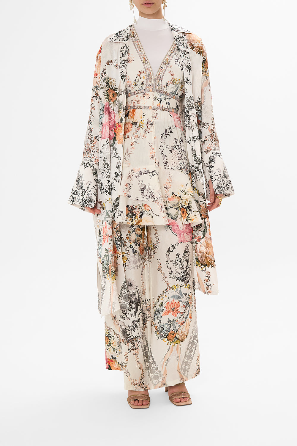 CAMILLA white silk pants in De Haar Memoirs print