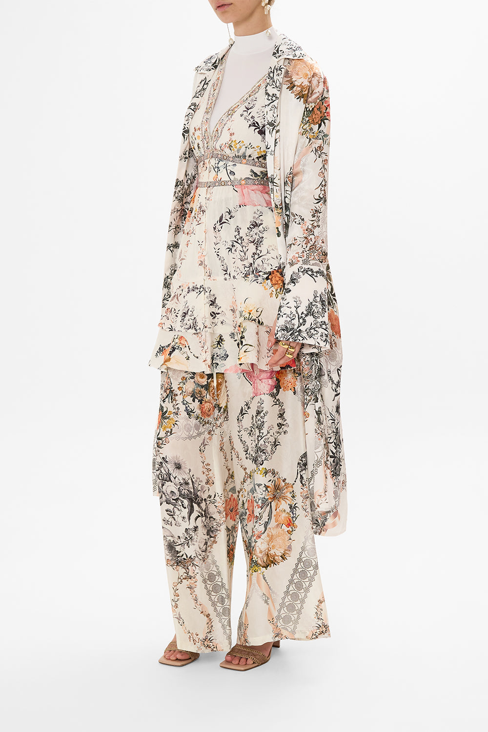 CAMILLA white silk pants in De Haar Memoirs print