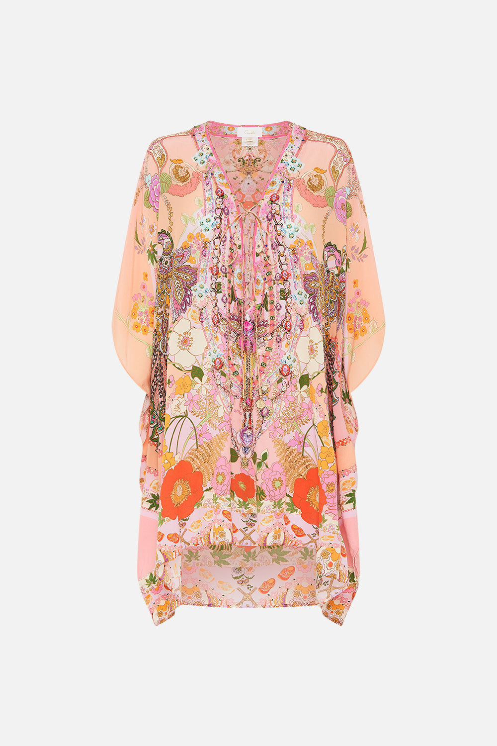 CAMILLA silk kaftan in Clever Clogs print