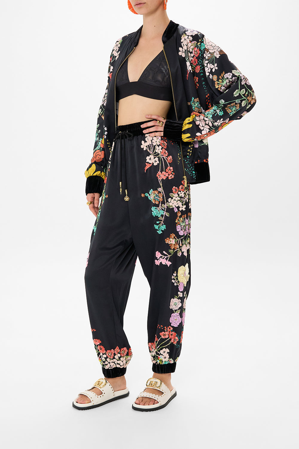 CAMILLA embellished trackpants in We Wore Folklore print
