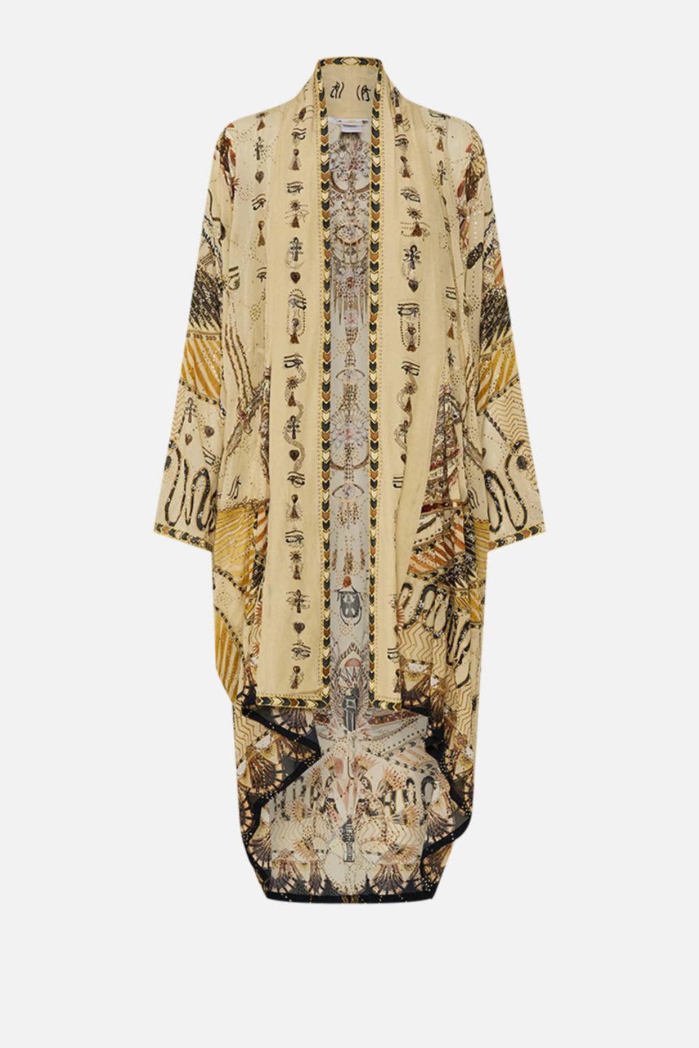 CAMILLA Gold Relaxed Cocoon Layer in Gateway to the Afterlife Print