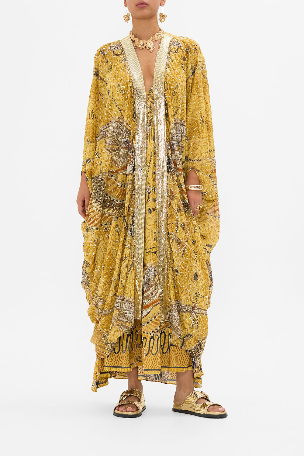 CAMILLA Gold Layer with Embellished Centre Back Panel in Valley of the Kings Print