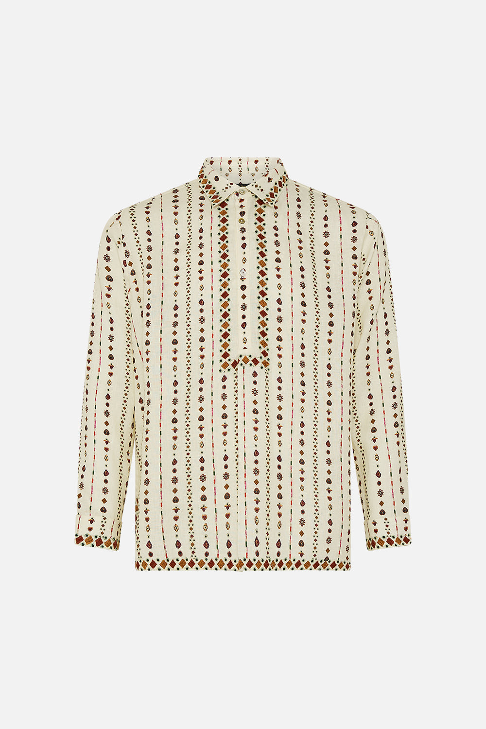 CAMILLA Half Placket Tunic Shirt in Nomad Nature Print.