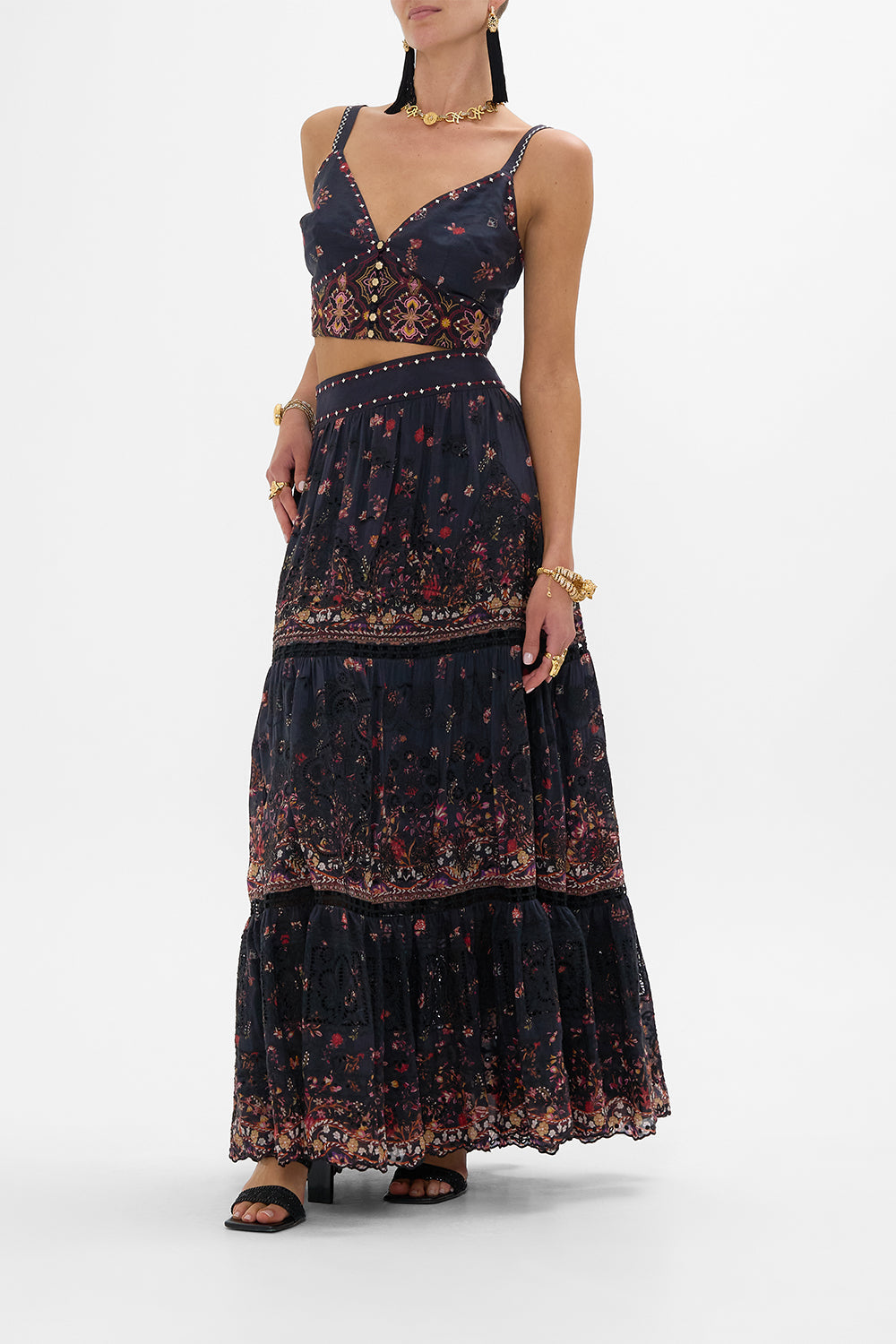 CAMILLA Embroidered Bralette in Loom to Tomb print