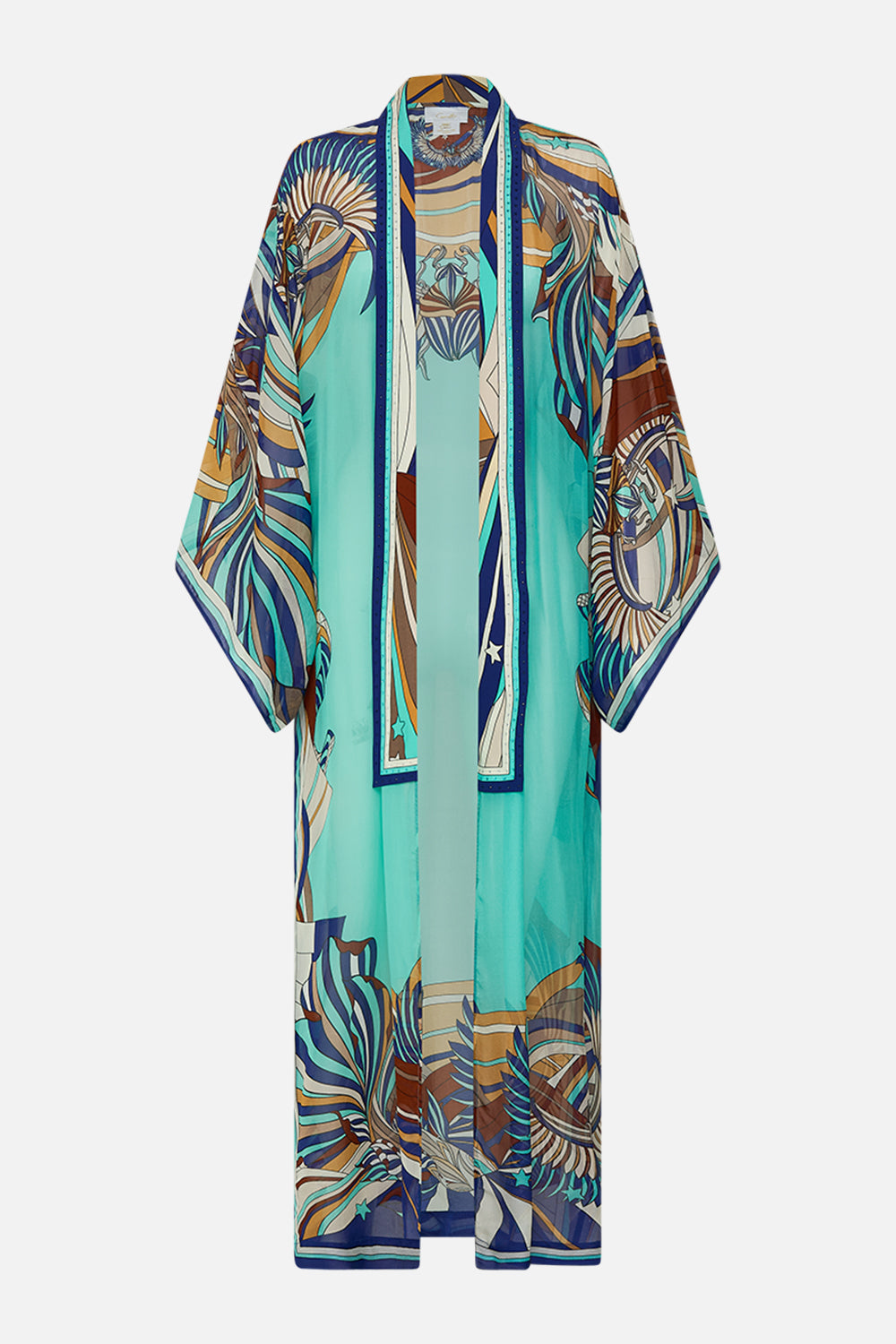 CAMILLA Kimono Layer With Collar in Oasis Oracle print.