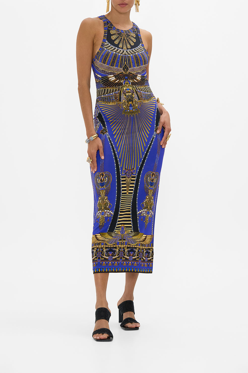 CAMILLA Jersey Tank Dress in My Fair Pharaoh print.