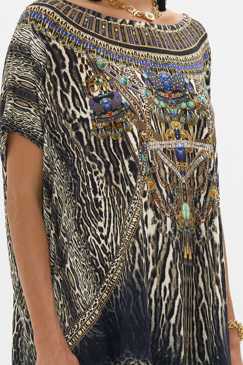 CAMILLA Loose Fit Tee in Cat Worship print.