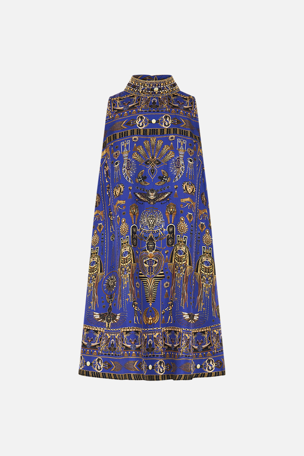 CAMILLA High Collar Shift Dress in My Fair Pharaoh print.