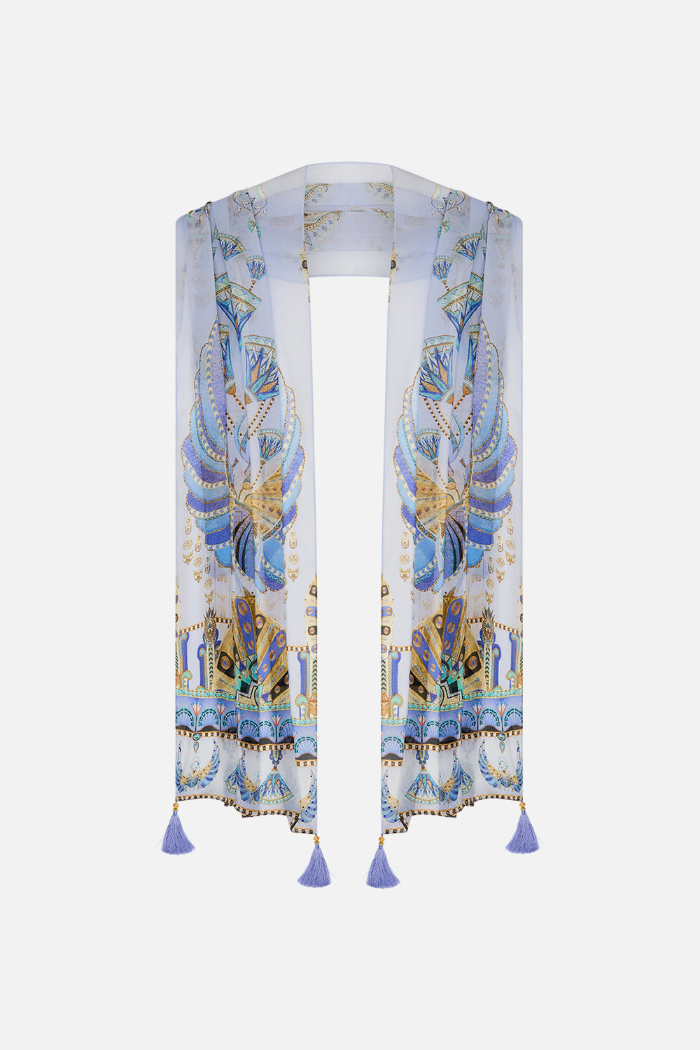 CAMILLA Lilac Long Scarf in Under Scarab Skies print.