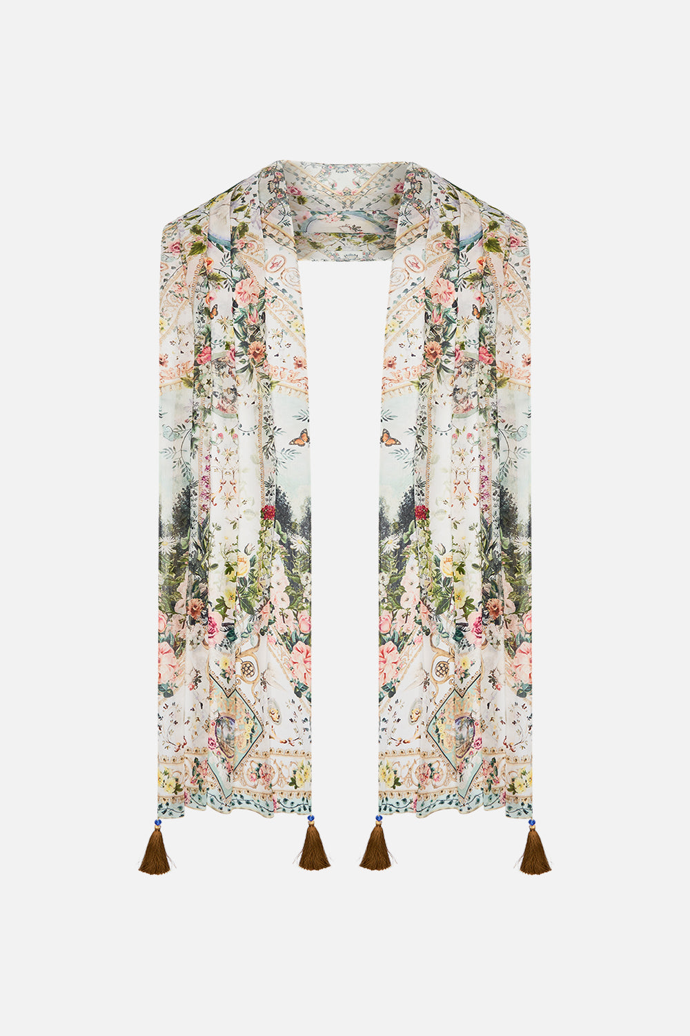 CAMILLA long silk scarf in Renaissance Romance print