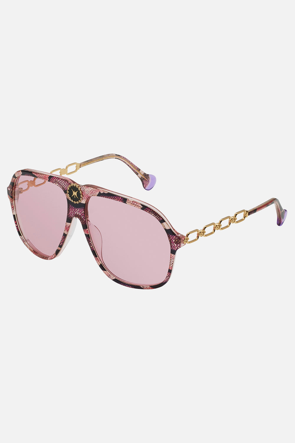 CAMILLA pink snake print designer sunglasses