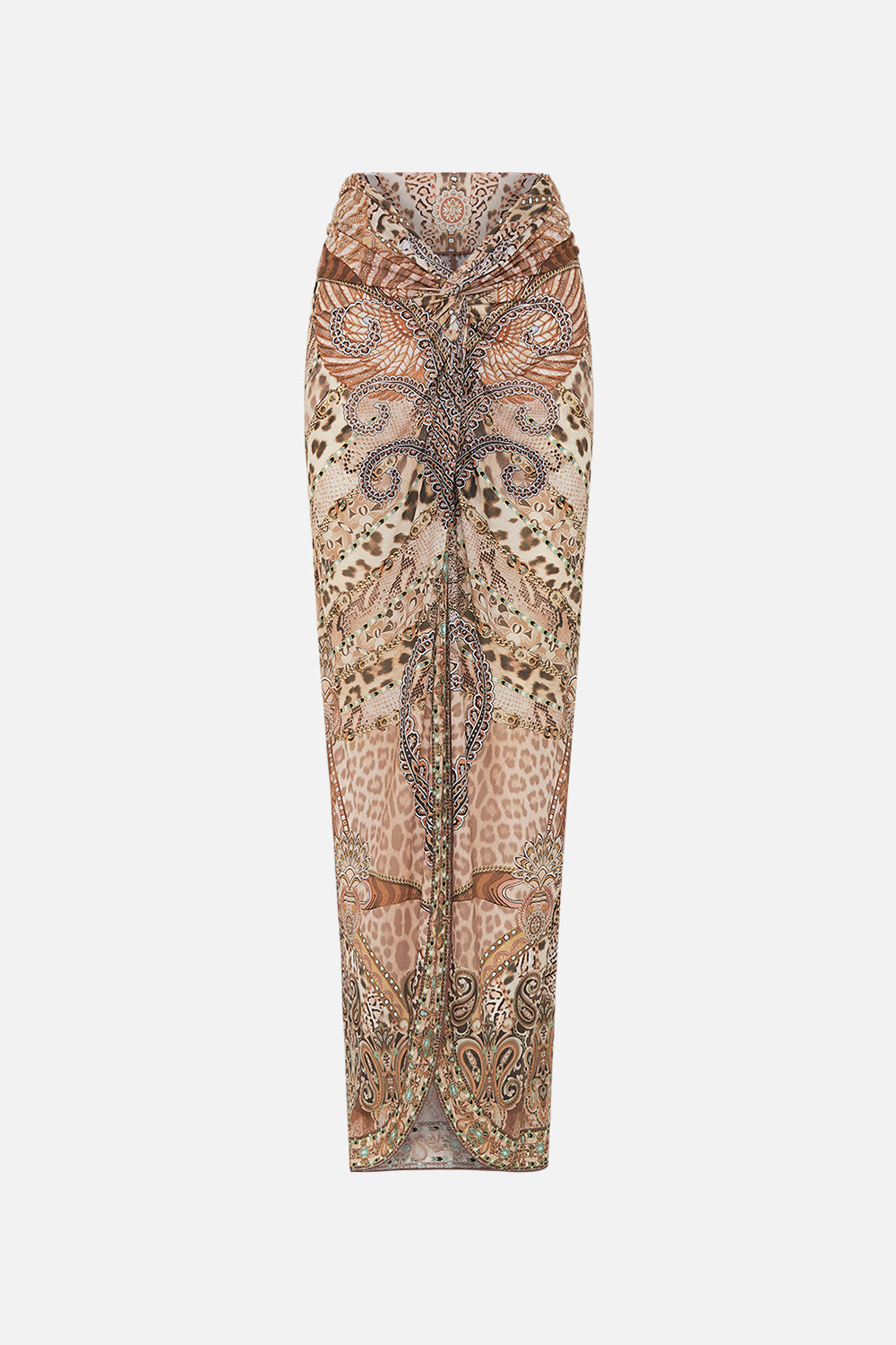 CAMILLA Twist Front Long Skirt in The Throne Room print
